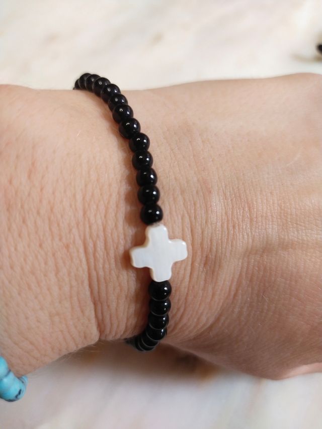 Pulsera Obsidiana-Nácar