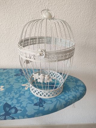 Jaula pajaros decorativa blanca