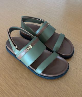 Sandalias Hermes 40 - Marrón y Verde
