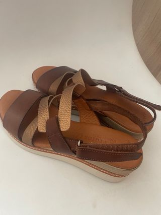Sandalias Eva Frutos Marrón-Dorado