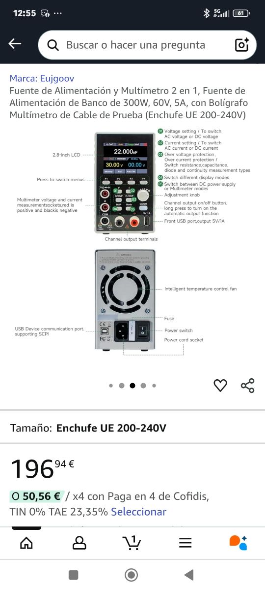 Fuente Alimentación+Multímetro Eujgoov