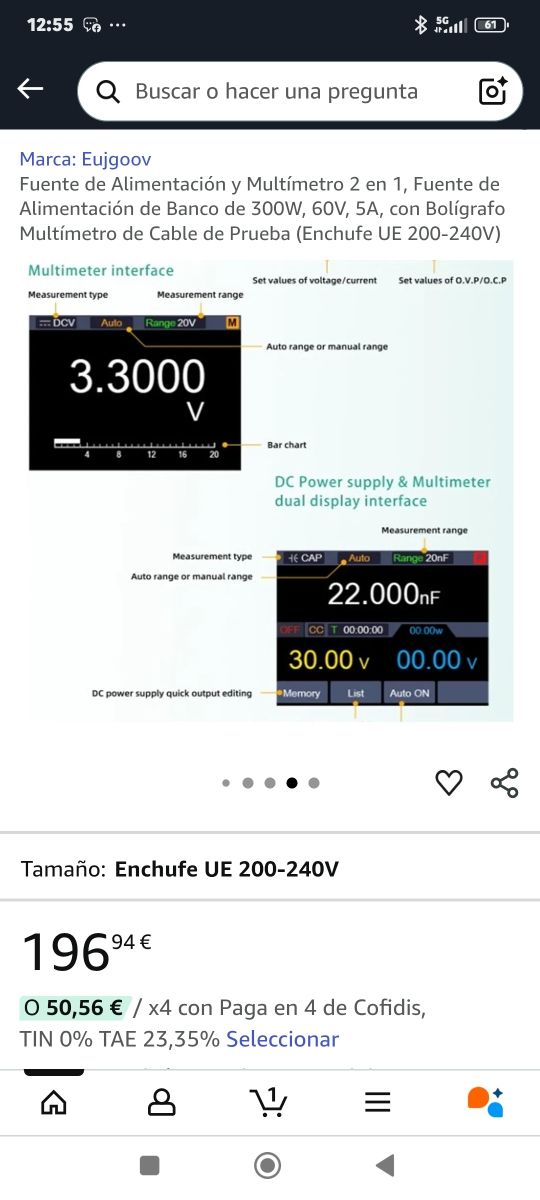 Fuente Alimentación+Multímetro Eujgoov