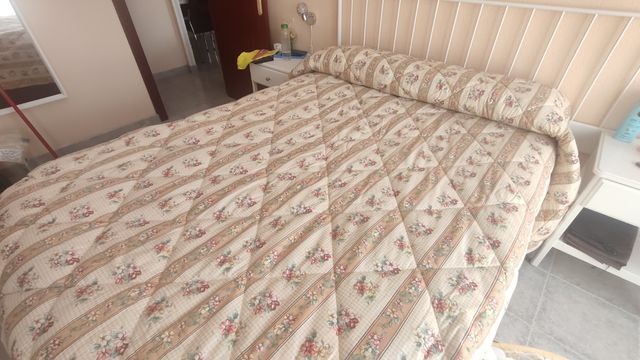 Colcha cama 135cm beige-marrón