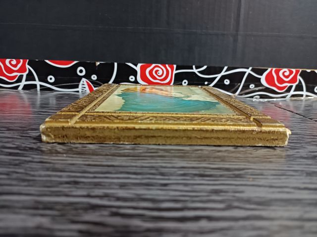 Antiguo Cuadro Madonnina Ferruzzi Madera Trevi