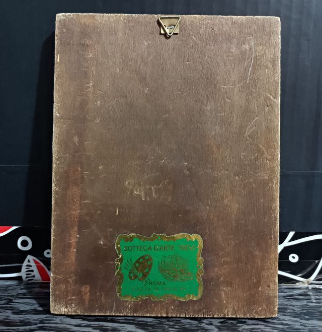 Antiguo Cuadro Madonnina Ferruzzi Madera Trevi