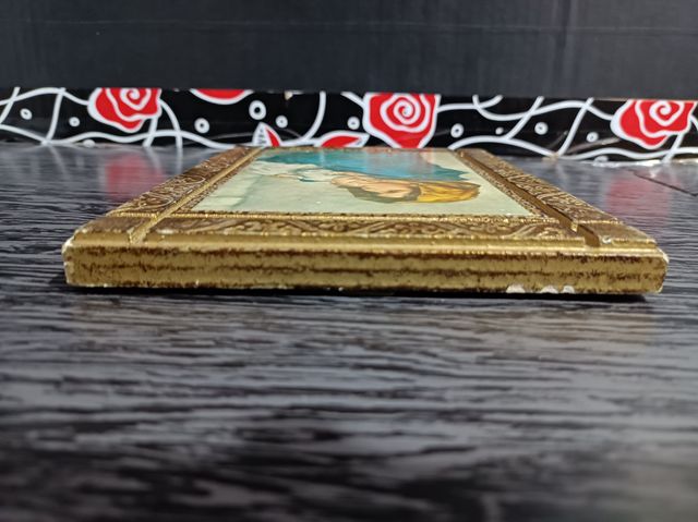 Antiguo Cuadro Madonnina Ferruzzi Madera Trevi