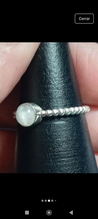 Anillo plata ley 925 piedra blanca