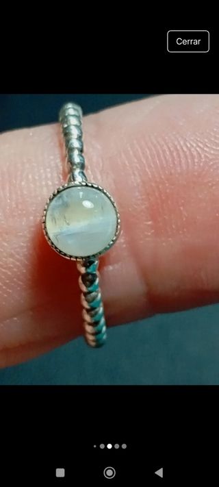 Anillo plata ley 925 piedra blanca