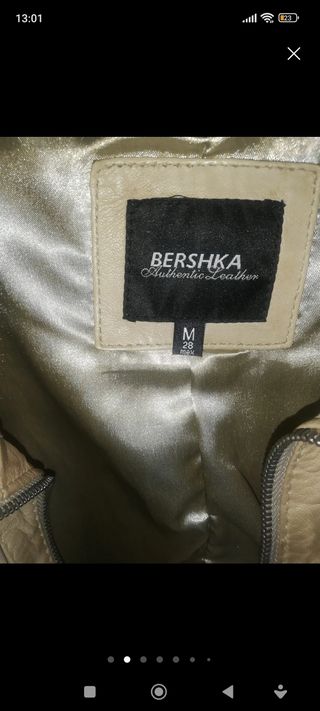 Cazadora Bershka piel beige M