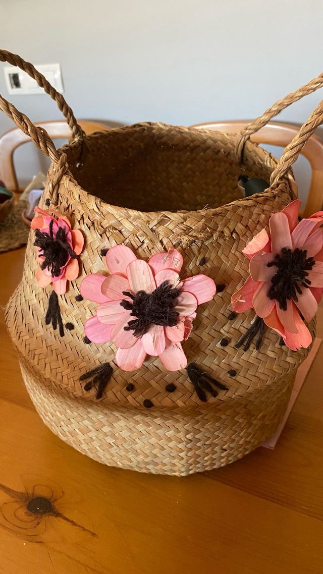 Cesta mimbre flores - Decorativa