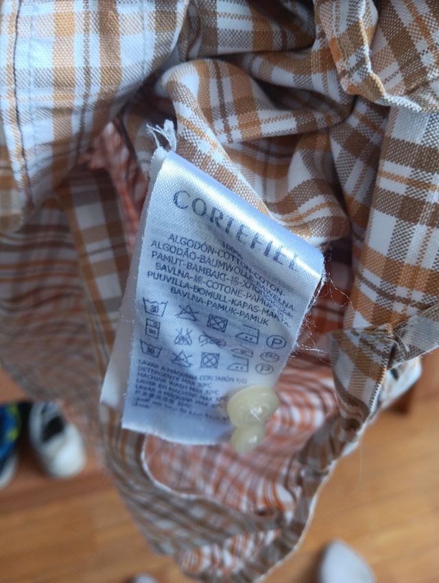 Camisa Cortefiel cuadros beige-marrón