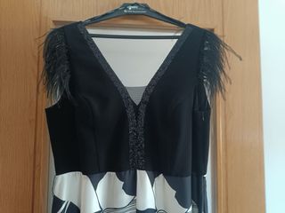 Vestido Fiesta ByN plumas con bolso SOLO ENVÍO 