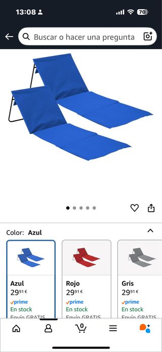 2 lettini da spiaggia reclinabili blu