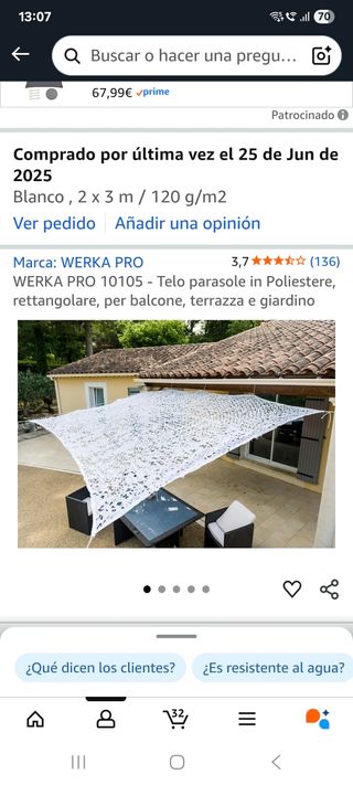Cortina terraza Blanco 2x3m