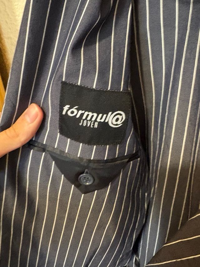 Americana vintage Fórmula Joven azul rayas L