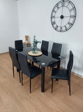 Mesa comedor 6 sillas - Negro