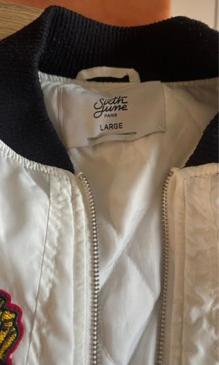 Cazadora bomber blanca parches - Talla L