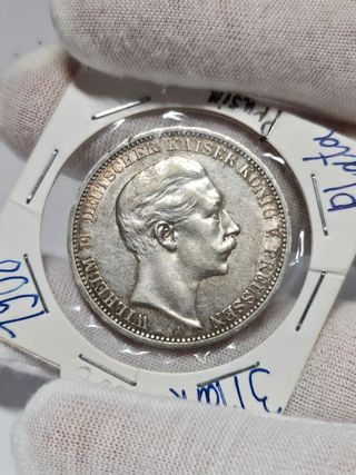 Moneda de plata 3 Mark 1908 A de Prusia Alemania
