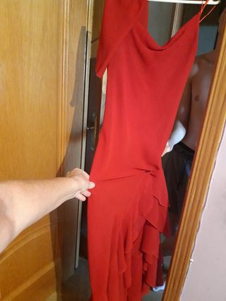 Vestido rojo largo eventos Rojo con Fular -T42