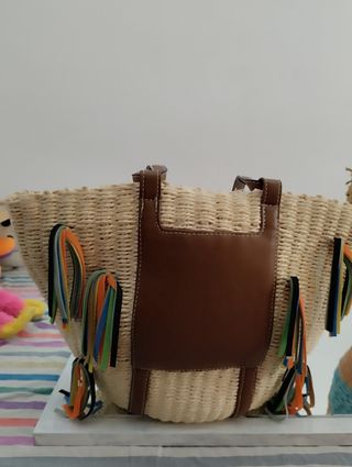 Capazos rafia marrón beige