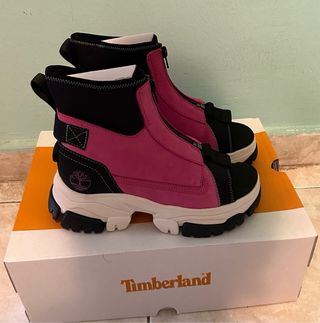 Sandalias plataforma negras y rosas