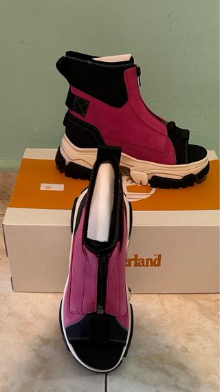 Sandalias plataforma negras y rosas