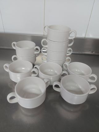 12 Tazas Sopa Porcelana - Blancas