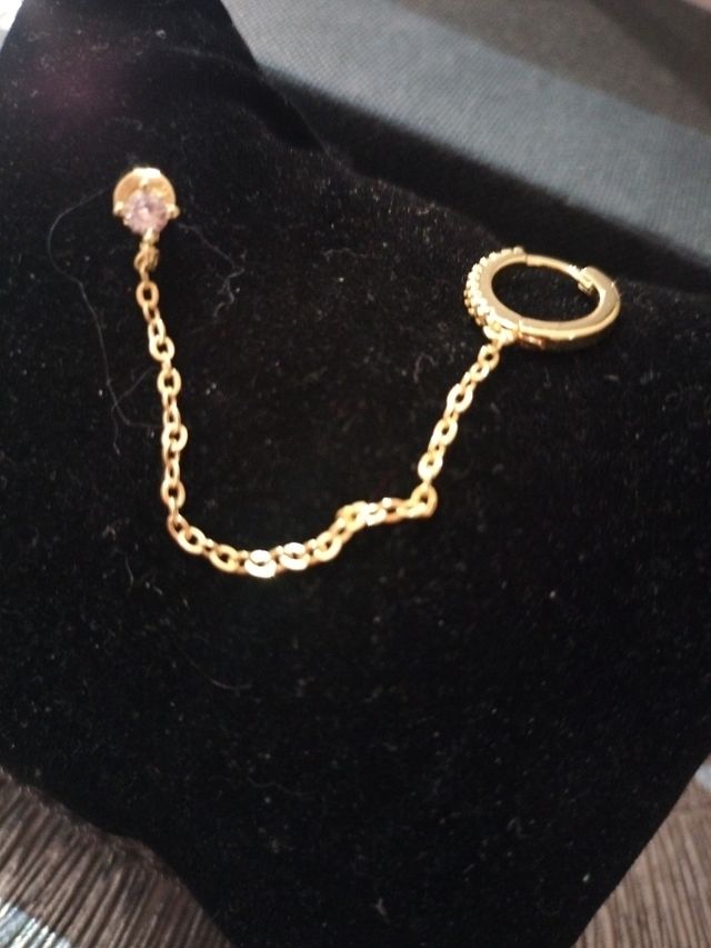 Pendiente aro doble gold micro CZ