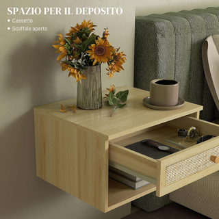 Set 2 Comodini con Cassetto e Ripiani Aperti in st