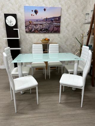MESA+6 SILLAS LIQUIDACION,BLANCO