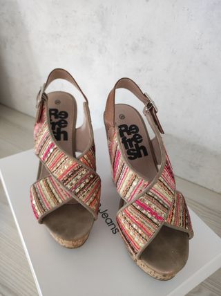 Sandalias tacón multicolor