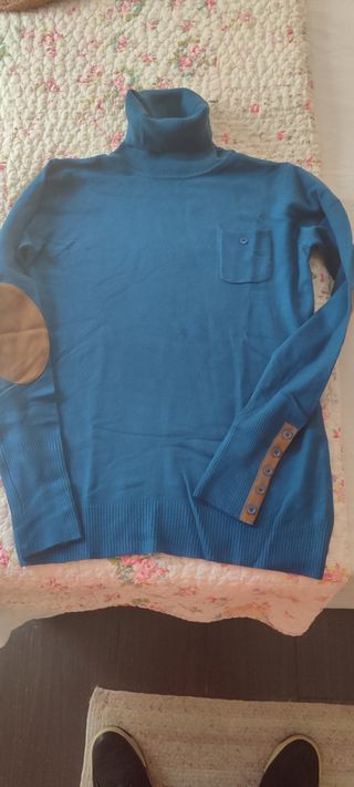 Jersey cuello alto Miau azul