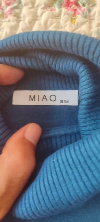 Jersey cuello alto Miau azul