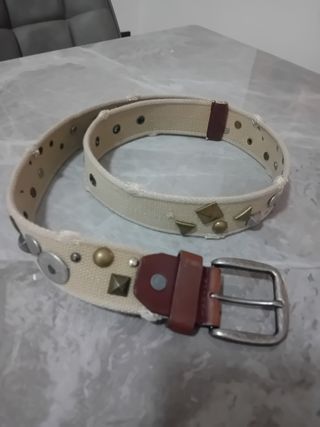 Cintura in Canapa Beige Marrone con applicazioni. 