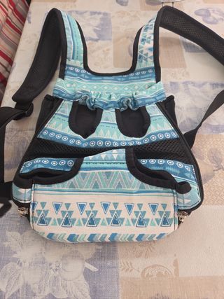 Mochila transporte perro azul