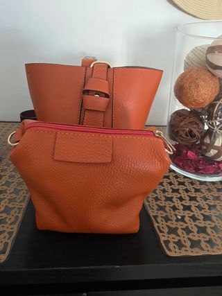 Bolso bandolera piel naranja