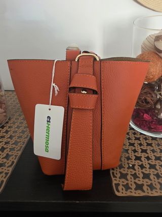 Bolso bandolera piel naranja