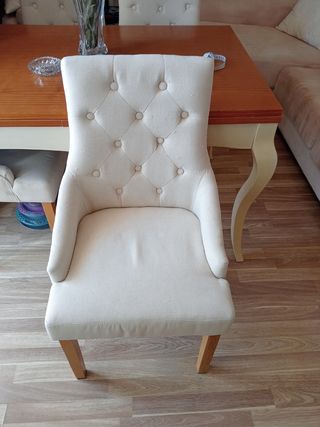 Silla comedor beige - madera