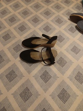 3 cuñas esparto mujer nº40 negro, beige y vaquera