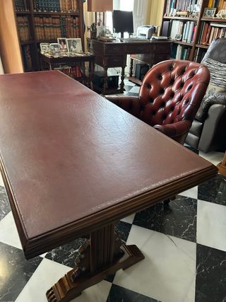 Mesa y sillón escritorio VALENTI marrón cuero