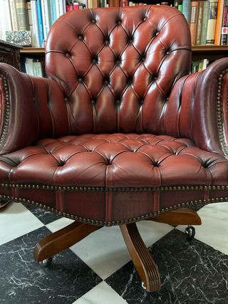 Mesa y sillón escritorio VALENTI marrón cuero