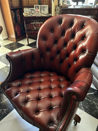 Mesa y sillón escritorio VALENTI marrón cuero