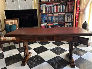 Mesa y sillón escritorio VALENTI marrón cuero