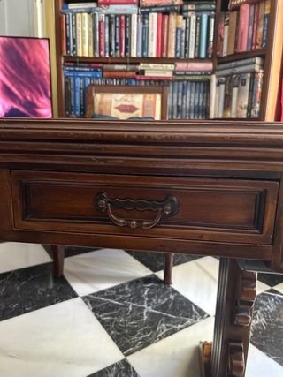 Mesa y sillón escritorio VALENTI marrón cuero