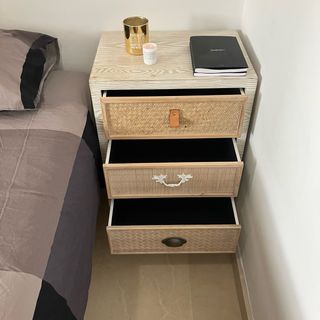 Mesitas noche - 2 uds. Rattan-madera