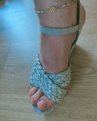 Sandalias NUEVAS cuñas esparto gris plata 38