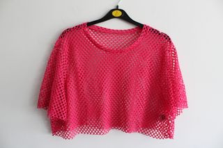 Tops festivaleros de Malla Negro Fucsia y Amarillo