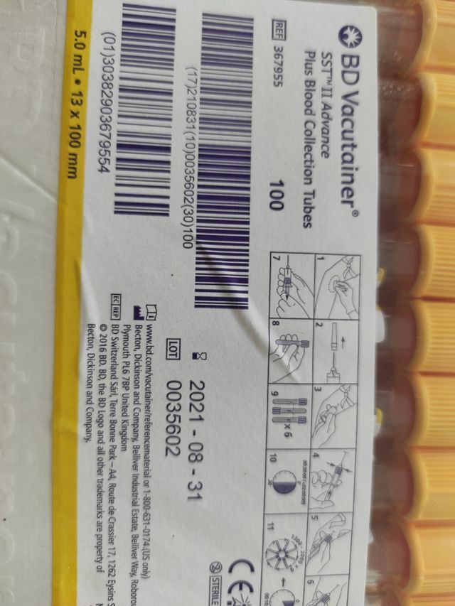 Tubos de extracción de sangre Vacutainer