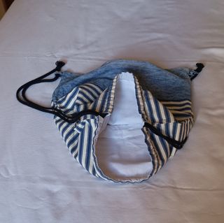 Mochila de cuerdas en tela vaquera y marinera 