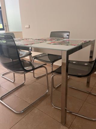 Mesa cocina 4 sillas - metal, cristal